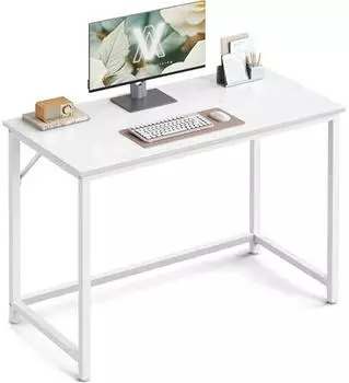 Vasagle Computertisch 100x50x76cm, Metallgestell, Ahornwei&szlig;-Wolkenwei&szlig; (LWD041W44)