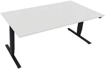 Soennecken Sitz-Steh-Schreibtisch T-Kufe klappbar 180x90cm elektrisch h&ouml;henverstellbar wei&szlig;/anthrazit (810046901)
