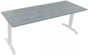 Soennecken Schreibtisch Kufe Quadrat 200x70cm h&ouml;henverstellbar 65-85cm wei&szlig;/Beton hell (810027983)