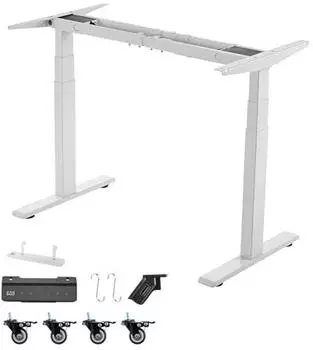 VEVOR H&ouml;henverstellbares Schreibtischgestell Elektrisch 60-125cm Doppelmotor Wei&szlig; (FKT-2A3-SS-O-W)