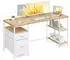 Vasagle Schreibtisch 3 Ablagen 2 Schubladen 160x60x76cm Natureiche/Wolkenweiß (LWD105YD01)