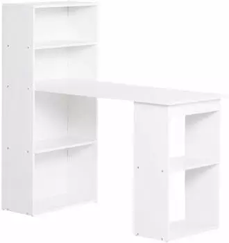 HomCom Schreibtisch mit Regal Holzwerkstoff Weiß 120x55x120cm