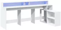 vidaXL LED-Schreibtisch Wei&szlig; 200x104x91 cm Holzwerkstoff