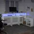 vidaXL Schreibtisch mit LED-Beleuchtung, Weiß, 200x104x91cm, Holzwerkstoff (3309465)