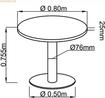 Hammerbacher Meeting Besprechungstisch rund &Oslash;80cm, S&auml;ulenfu&szlig; verchromt, Ahorn-Dekor (STF08)