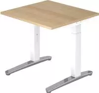 Hammerbacher Schreibtisch C-Fu&szlig; 80x80cm Eiche/Wei&szlig;-Alu poliert