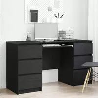 vidaXL Schreibtisch mit Speicher Schwarz Eichen-Optik 140 x 50 x 76 cm