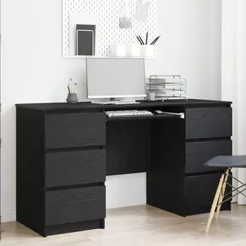 vidaXL Schreibtisch Schwarz Eiche-Optik 140x50x76cm Holzwerkstoff (3329284)