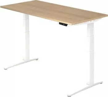 Hammerbacher XBHM16 Sitz-Steh-Schreibtisch elektrisch 160x80cm Eiche/Wei&szlig; (XBHM16)