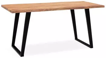 Wohnling Schreibtisch Akazie Massivholz Baumkante U-Beine Schwarz 200x100cm (WL7.280)