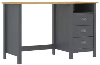 vidaXL Hill Schreibtisch 3 Schubladen Kiefernholz Grau 120x50x74cm (288997)