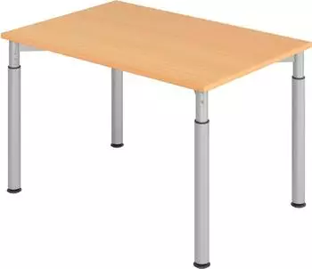 Hammerbacher Y-Serie Schreibtisch h&ouml;henverstellbar 120x80cm Buche/Silber (VYS12/6/S)
