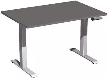 Geramöbel Elevate Plus Schreibtisch 1200x800mm, höhenverstellbar 630-1280mm, silber/onyx (N-08K1208-OS)