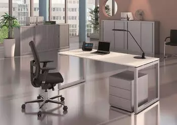 Bisley Cito Chefarbeitsplatz/Konferenztisch 240x120cm h&ouml;henverstellbar 650-850mm Ahorn/Silber (DUH2412MP355)