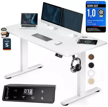 Casaria Elektrisch h&ouml;henverstellbarer Schreibtisch 120x60cm Wireless Charger, LCD, 80kg (110183)