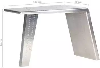 vidaXL Schreibtisch Flugzeugfl&uuml;gel-Optik Metall Silbern 112x50x76cm (284414)