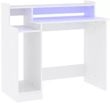 vidaXL Schreibtisch mit LEDs, Wei&szlig;, 97x45x90cm, Holzwerkstoff (805552)