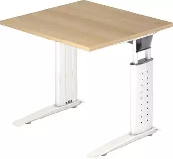 Hammerbacher U-Serie Schreibtisch C-Fu&szlig; 80x80cm Eiche/Wei&szlig; (US08/E/W)