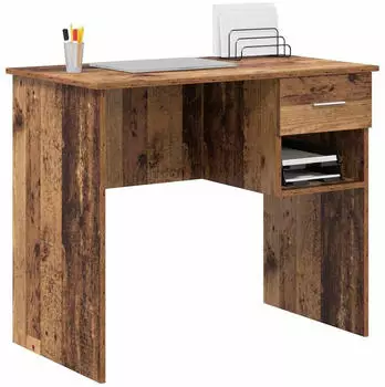 vidaXL Schreibtisch mit Regal Altholz-Optik 90x49.5x75cm Holzwerkstoff (869272)