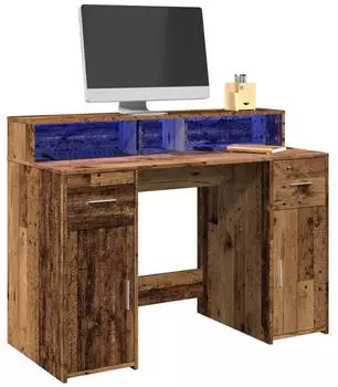vidaXL Schreibtisch mit LED Altholz-Optik 120x55x91cm (3309418)