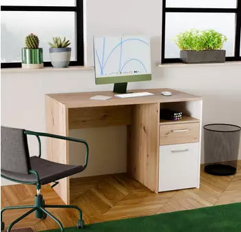 Forte Culgoa Schreibtisch Artisan Eiche/Wei&szlig; 110x75,3x60cm (Culgoa)
