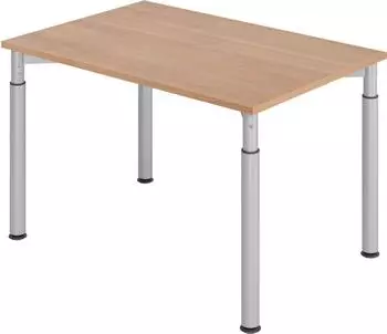 Hammerbacher Y-Serie Schreibtisch h&ouml;henverstellbar 120x80cm Nussbaum/Silber (VYS12/N/S)