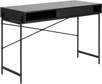 Furniture To Go Angus Schreibtisch mit Schiebet&uuml;r, Schwarz, 110x50x75cm