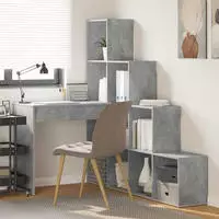 vidaXL Eck-Schreibtisch mit Regal Beton Grau 101,5 x 149,5 x 149,5 cm