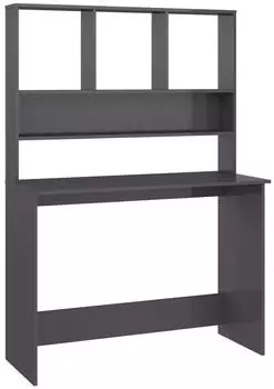 vidaXL Schreibtisch mit Regalen Hochglanz-Grau 110x45x157cm (800395)