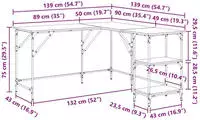 vidaXL Schreibtisch Altholz 139 x 139 x 75 cm Holzwerkstoff