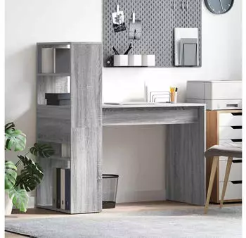 vidaXL Schreibtisch mit Stauraum Grauer Sonoma 113x54x120cm Holzwerkstoff (869279)