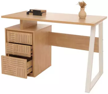 MCW Schreibtisch MCW-O32 mit Schublade, Melamin Holz, Ulme Natur, 118x77x58cm (99393)