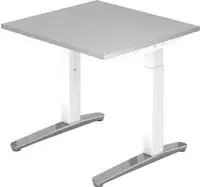 Hammerbacher Schreibtisch C-Fu&szlig; 80x80cm Grau/Wei&szlig;-Alu poliert