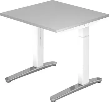 Hammerbacher Schreibtisch XB-Serie C-Fu&szlig; 80x80cm, Grau/Wei&szlig;-Alu poliert (XB08/5/WC)