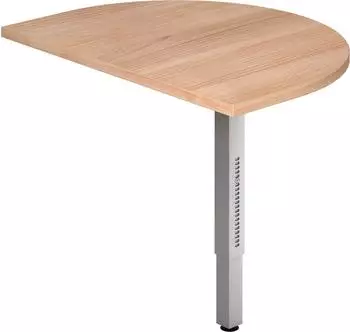 Hammerbacher RA60 Anbautisch mit Fu&szlig;, Viertelkreis, 60x80cm, Nussbaum/Silber (RA60/N)