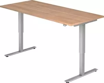 Hammerbacher XMST19 Sitz-Steh-Schreibtisch elektrisch 180x80cm Nussbaum/Silber (VXMST19/N/S)