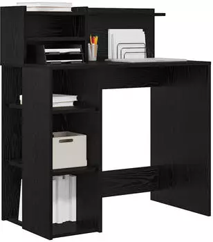 vidaXL Schreibtisch mit Regal Schwarz Eichen-Optik 90x48x101,5cm Holzwerkstoff (869523)