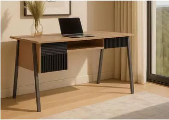 MCW Schreibtisch MCW-O40, MDF Melamin Metall 120x60x78cm, natur (99892)