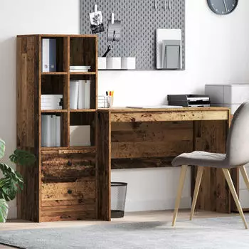vidaXL Schreibtisch mit Schubladen 2-tlg. Altholz (3337375)