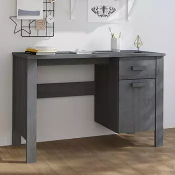 vidaXL Schreibtisch HAMAR Hellgrau 113x50x75cm Massivholz Kiefer (340463)