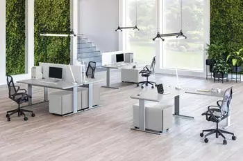 Kerkmann Unic Schreibtisch mit Anbau C-Fuß 180x80x75cm + 100x60cm Lichtgrau (3345)