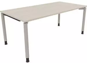 Soennecken Schreibtisch Vierfu&szlig; Rundrohr 180x90cm h&ouml;henverstellbar 68-82cm Akazie hell/Silber (810041672)