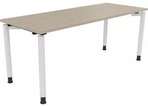 Soennecken Schreibtisch Vierfu&szlig; Rundrohr 180x70cm h&ouml;henverstellbar 68-82cm Eiche Natur/Wei&szlig; (810041171)