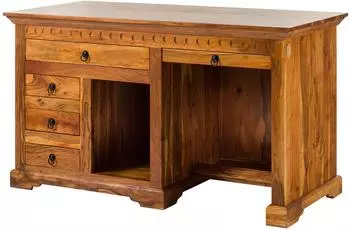 Massivmoebel24 Oxford Schreibtisch Akazie massiv 140x64x80cm honig lackiert (09-360-610-0P34)