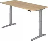 Schreibtisch A-ktiv H650-1300xB1800xT800mm Eichedekor ger.Form C-Fu&szlig;