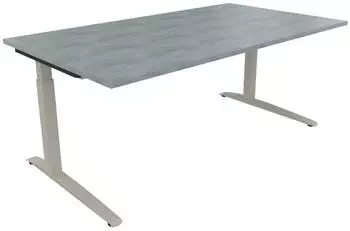 Soennecken Schreibtisch Kufe Quadrat 180x100cm h&ouml;henverstellbar 65-85cm Beton hell/Silber (810025783)