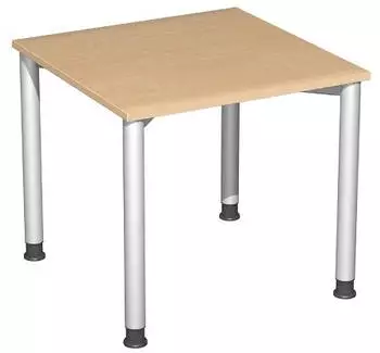 Geramöbel 4FLEX Schreibtisch quadratisch 80x80cm höhenverstellbar, Buche/Silber (S-555101-BS)