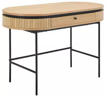 Kauf-Unique Cardiona Schreibtisch 1 Schublade Eichenfurnier Natur/Schwarz 120x76x60cm