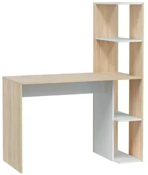 Dmora Dlup Schreibtisch mit B&uuml;cherregal 110x52x136cm Wei&szlig;/Eiche (Dlup)