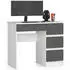 Akord Furniture Factory Schreibtisch A-7 4 Schubladen 90x77x50cm Weiß/Graphitgrau (IP0PBIUBIASZAPRA7)